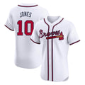 Atlanta Braves #10 Chipper Jones Player White AmberGomez Limited Elite Home Game Stitched Jerseys