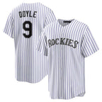 Colorado Rockies #9 Brenton Doyle White AmberGomez Home Replica Jersey