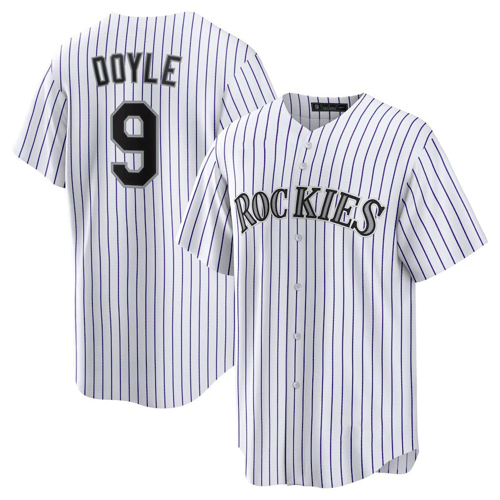 Colorado Rockies #9 Brenton Doyle White AmberGomez Home Replica Jersey
