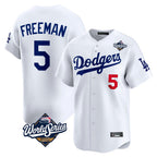 Los Angeles Dodgers #5 Freddie Freeman Player White AmberGomez World Series Limited Home Stitched Jerseys