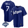 Los Angeles Dodgers #7 Blake Snell Player Royal AmberGomez Game World Series Meet Stitched Jerseys