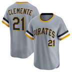 Pittsburgh Pirates #21 Roberto Clemente Gray AmberGomez Throwback Cooperstown Collection Limited Jersey
