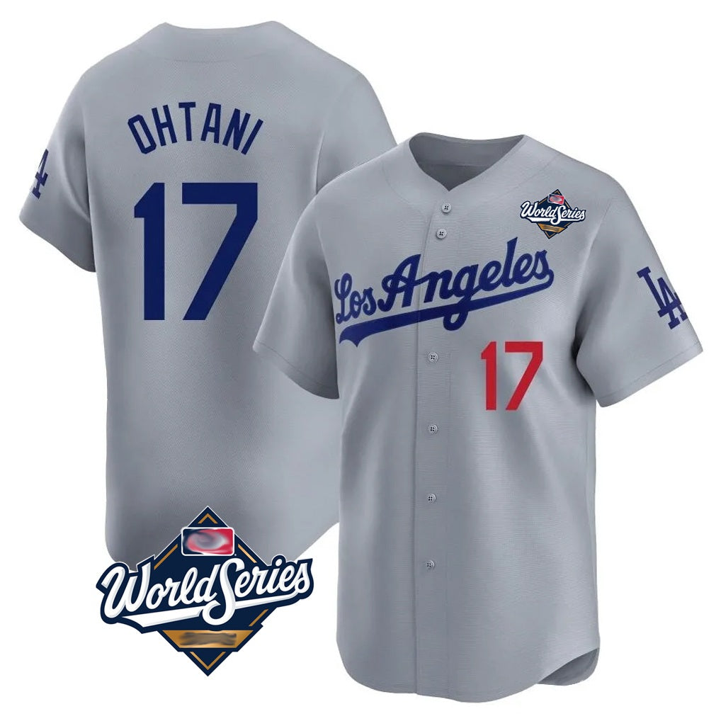 Los Angeles Dodgers #17 Shohei Ohtani Player Gray AmberGomez World Series Limited Home Stitched Jerseys