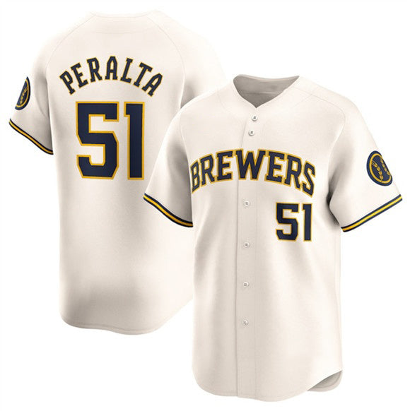 Milwaukee Brewers #51 Freddy Peralta Cream AmberGomez Limited Stitched Jersey