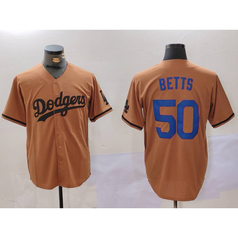 Los Angeles Dodgers #50 Mookie Betts Olive AmberGomez Cool Base Limited Stitched Jersey