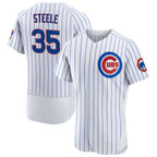Chicago Cubs #35 Justin Steele White AmberGomez Home Flex Base Player Jersey