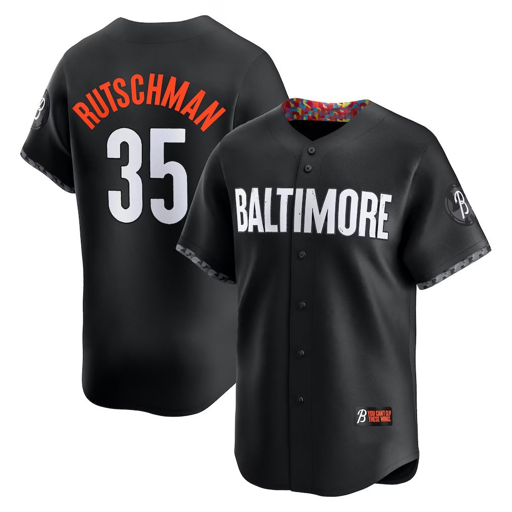 Baltimore Orioles #35 Adley Rutschman Black AmberGomez City Connect Limited Player Jersey