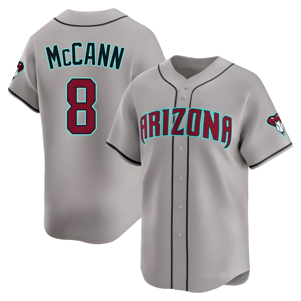Arizona Diamondbacks #8 James McCann Player Gray AmberGomez Road Limited Home Game Stitched Jerseys