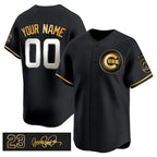 Custom Chicago Cubs Active Player Black Gold AmberGomez 'Ryne Sandberg Tribute' Vapor Limited V3 Stitched Jersey
