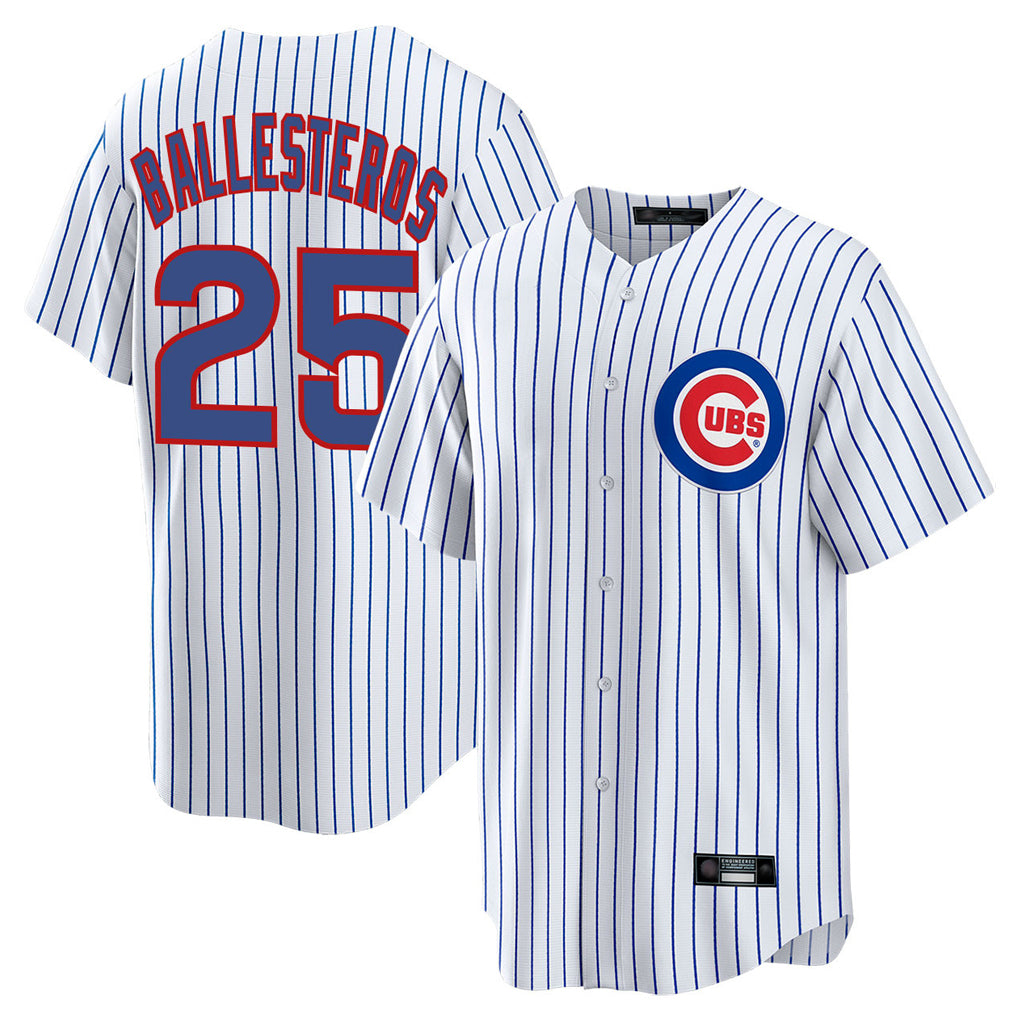 Chicago Cubs #25 Moises Ballesteros Player White AmberGomez Game Home Stitched Jerseys