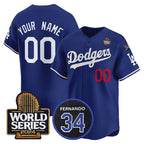Custom Los Angeles Dodgers ACTIVE PLAYER Royal AmberGomez 2024 World Series With Fernando Memorial Patch Limited Stitched Jersey
