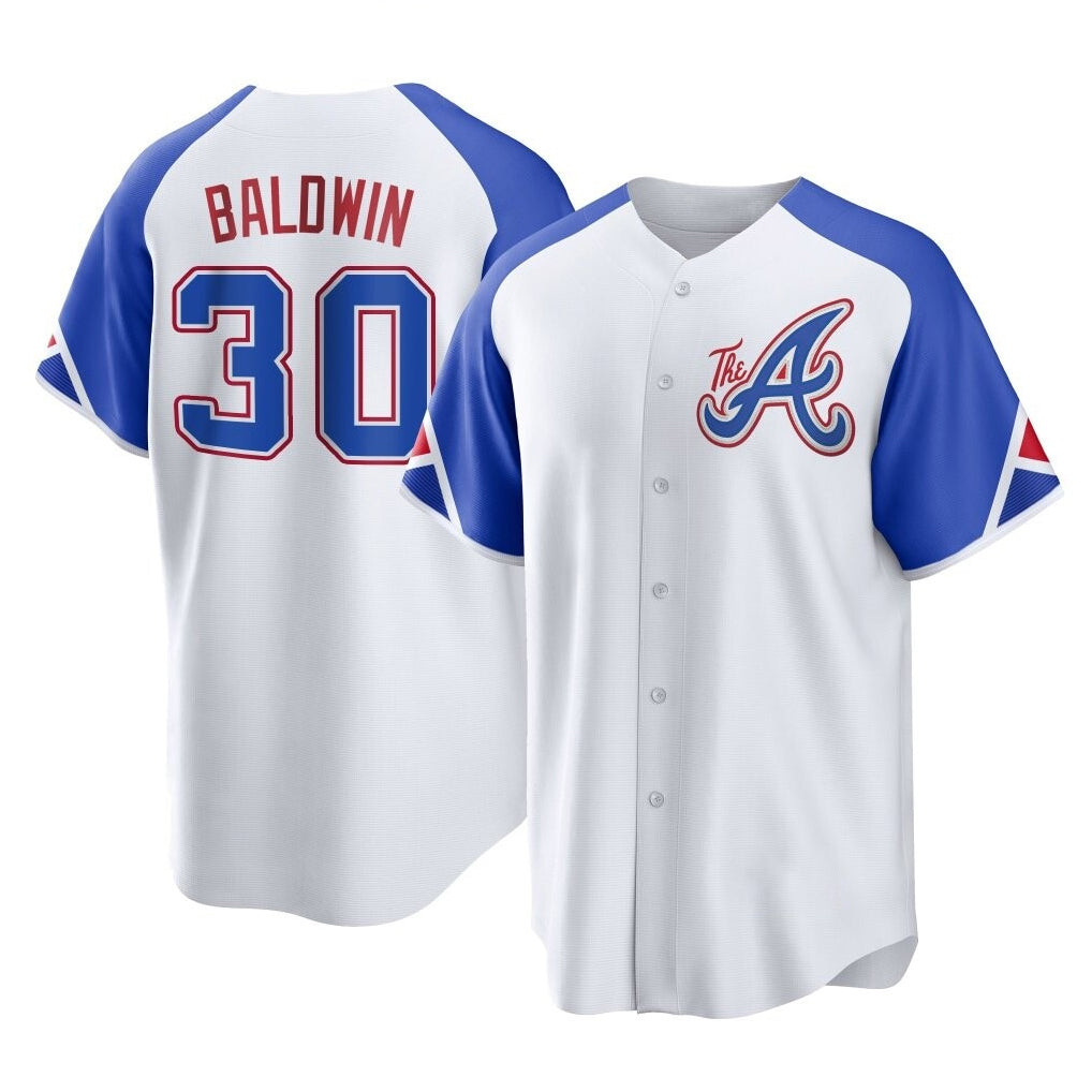 Atlanta Braves #30 Drake Baldwin Player White AmberGomez City Connect Home Game Stitched Jerseys