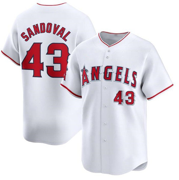 Los Angeles Angels #43 Patrick Sandoval White AmberGomez Home Limited Stitched Jersey