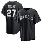 Los Angeles Angels #27 Mike Trout Black AmberGomez Lights Out Limited Stitched Jersey