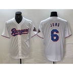 Texas Rangers #6 Josh Jung White AmberGomez 2023 World Series Champions Cool Base Jersey