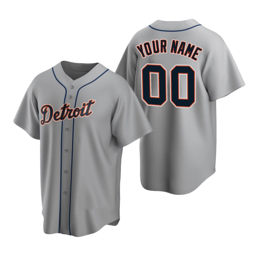 Custom Detroit Tigers Gray AmberGomez Stitched Cool Base Road Jersey