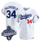 Los Angeles Dodgers #34 Fernando Valenzuela White AmberGomez 2025 Champions Stitched Jersey
