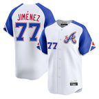 Atlanta Braves #77 Joe Jimenez Player White AmberGomez City Connect Limited Home Game Stitched Jerseys