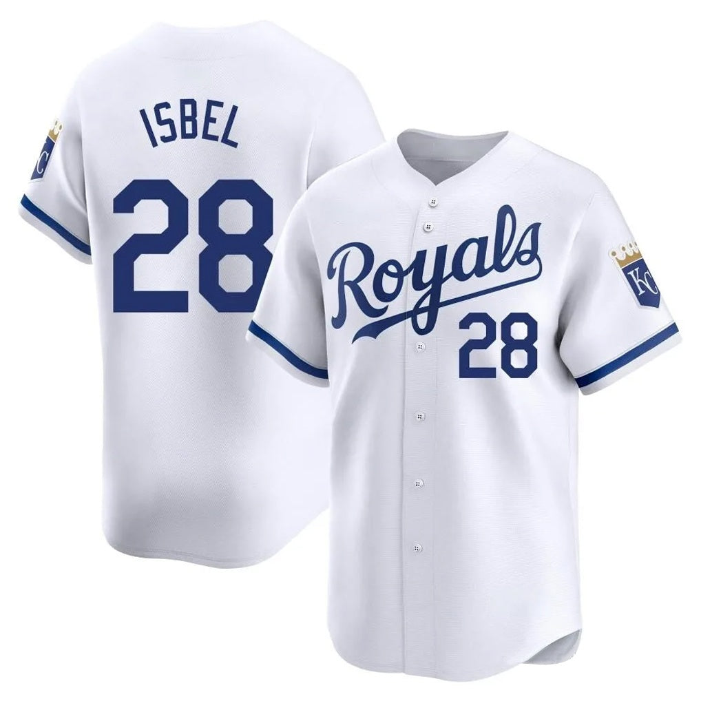 Kansas City Royals #28 Kyle Isbel Player White AmberGomez Alt Limited Home Stitched Jerseys