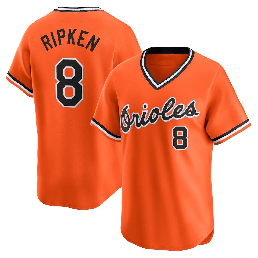 Baltimore Orioles #8 Cal Ripken Jr. Orange AmberGomez Throwback Cooperstown Limited Jersey