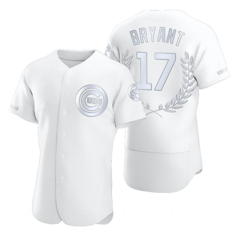 Chicago Cubs #17 Kris Bryant White Black AmberGomez Flexbase Fashion Jersey