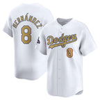 Los Angeles Dodgers #8 Enrique Hern¨¢ndez White AmberGomez 2025 Gold Collection Limited Stitched Jersey