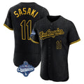 Los Angeles Dodgers #11 Roki Sasaki Player Black AmberGomez World Series Meet Snake Skin City Limited Elite Home Stitched Jerseys