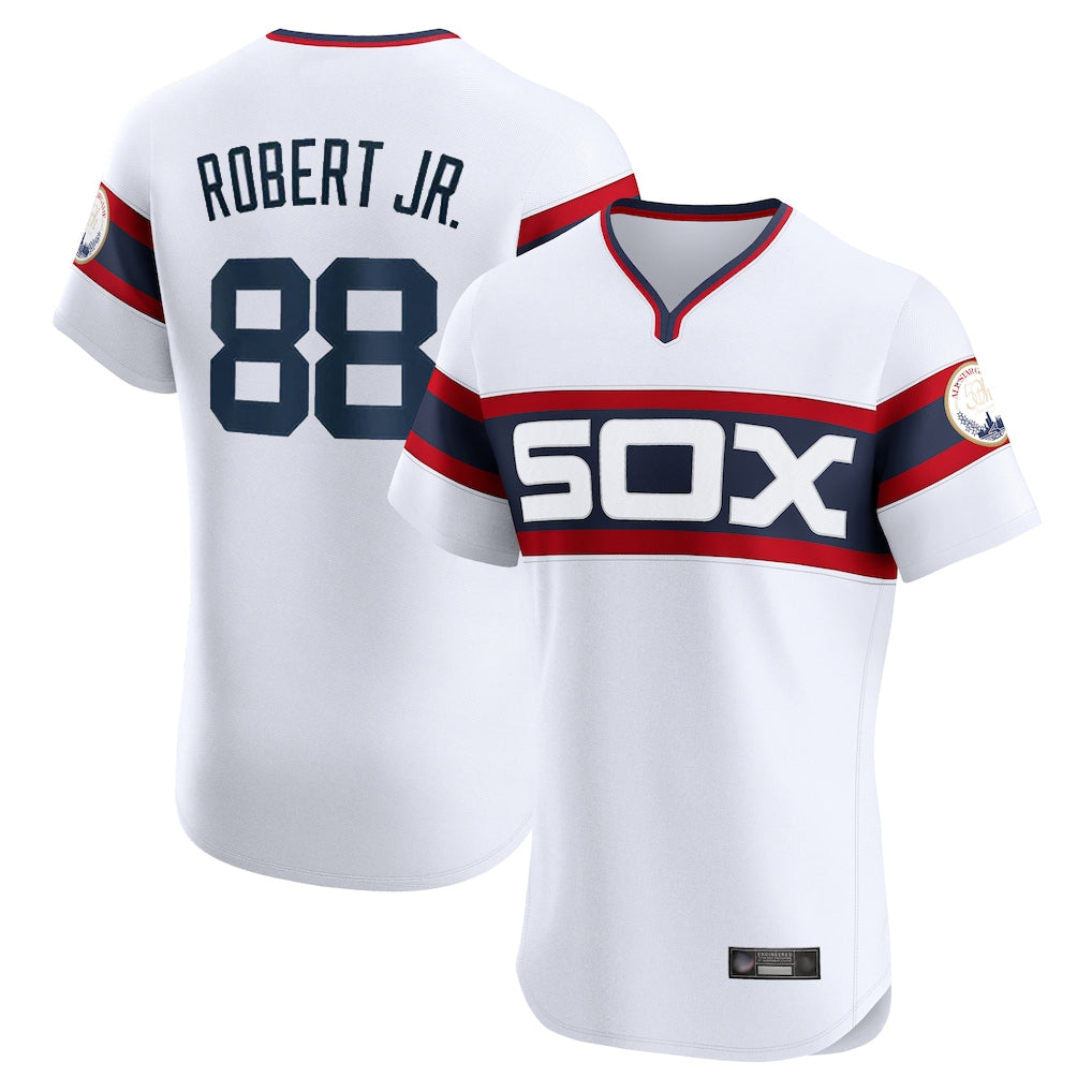 Chicago White Sox #88 Luis Robert Jr Player White AmberGomez T-shirt Limited Elite Home Stitched Jerseys