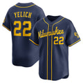 Milwaukee Brewers #22 Christian Yelich Navy AmberGomez Alternate Limited Jersey