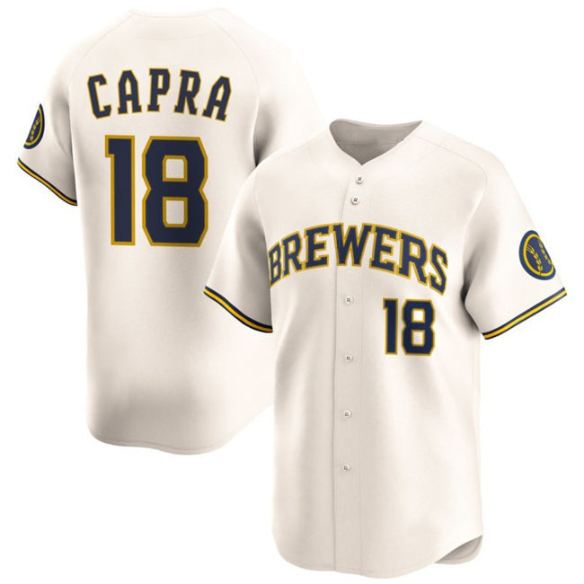 Milwaukee Brewers #18 Vinny Capra Cream AmberGomez 2025 Limited Stitched Jersey