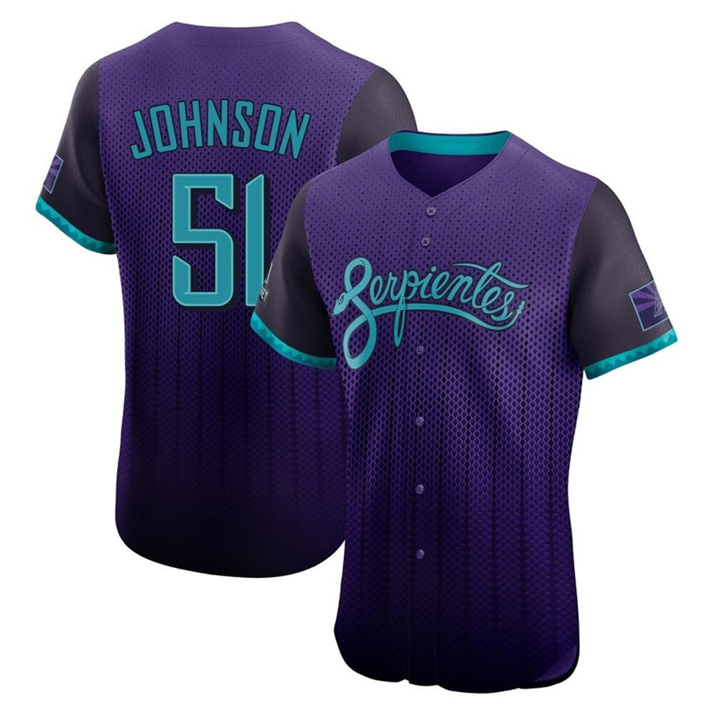 Arizona Diamondbacks #51 Randy Johnson Player Purple AmberGomez City Connect Limited Elite Home Game Stitched Jerseys