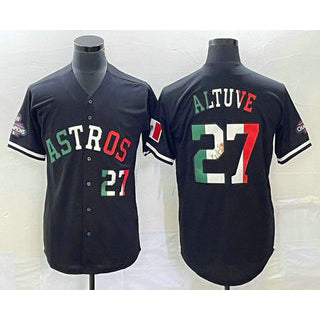 Houston Astros #27 Jose Altuve Number Mexico Black AmberGomez Cool Base Stitched Jersey