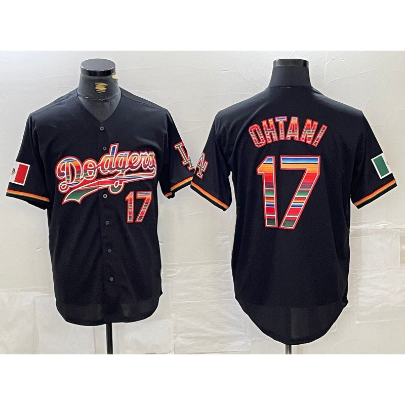 Los Angeles Dodgers #17 Shohei Ohtani Black AmberGomez Mexico Cool Base Stitched Jersey