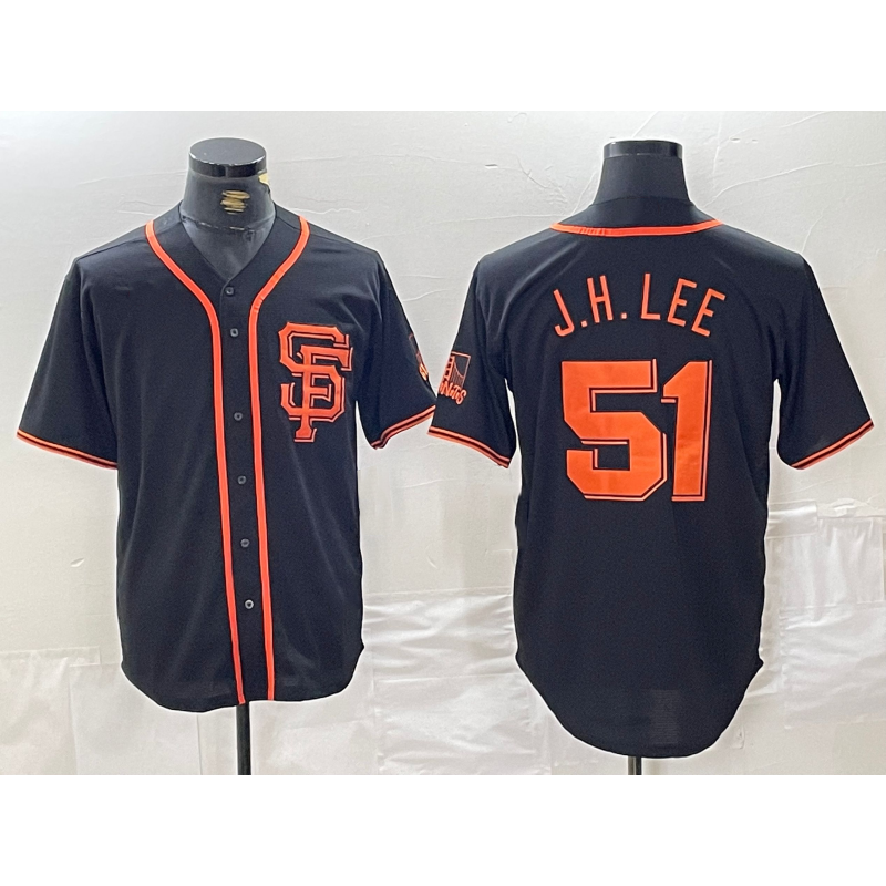 San Francisco Giants #51 Jung Hoo Lee Black AmberGomez With SF Stitched Cool Base Jersey