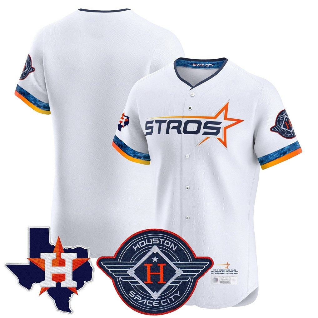 Houston Astros Blank Player White AmberGomez City Connect Texas Patch Vapor Premier Limited Elite Home Stitched Jerseys