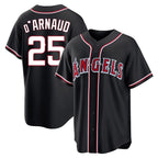 Los Angeles Angels #25 Travis d'Arnaud Player Black AmberGomez Fashion Out Home Game Stitched Jerseys