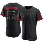 Cincinnati Reds #55 Brandon Williamson Black AmberGomez 2023 City Connect Cool Base Stitched Jersey