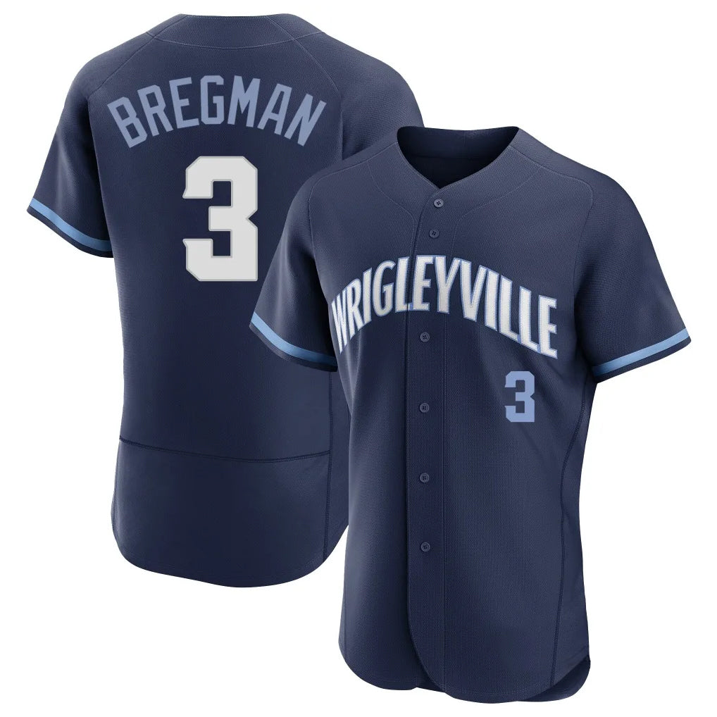 Chicago Cubs #3 Alex Bregman Player Navy AmberGomez City Connect Limited Elite Home Stitched Jerseys