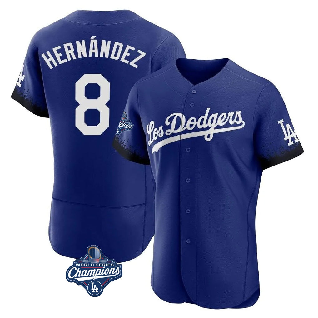 Los Angeles Dodgers #8 Enrique Hern¨¢ndez Player Royal AmberGomez World Series Meet City Connect Elite Home Stitched Jerseys