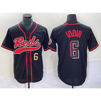 Cincinnati Reds #6 Jonathan India Number Black AmberGomez 2023 City Connect With Patch Stitched Jersey