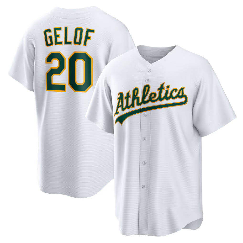 Oakland Athletics #20 Zack Gelof White AmberGomez Home Replica Jersey