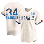 Los Angeles Dodgers #34 Fernando Valenzuela Player Cream AmberGomez City Connect Limited Home Stitched Jerseys