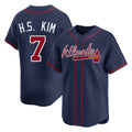 Atlanta Braves #7 Ha-Seong Kim Player Navy AmberGomez Limited Home Game Stitched Jerseys