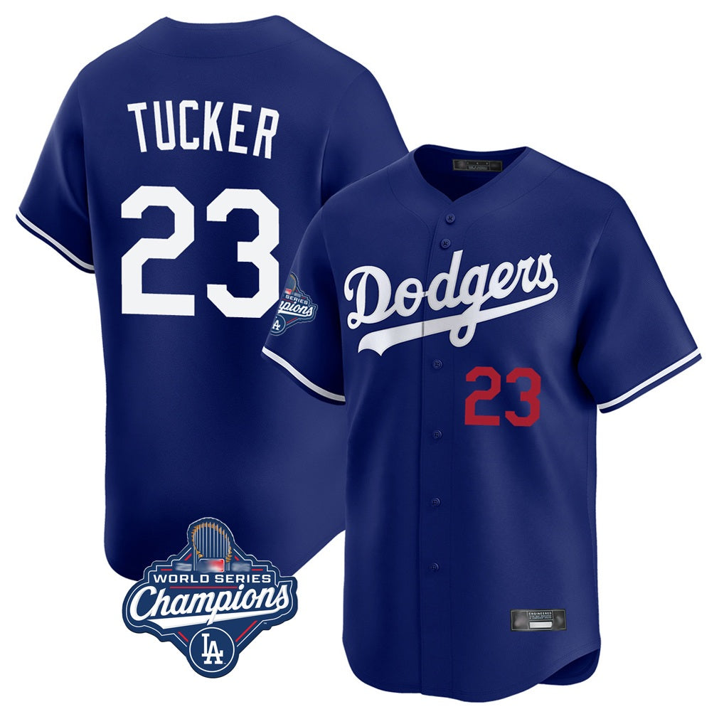 Los Angeles Dodgers #23 Kyle Tucker Player Royal AmberGomez World Series Meet Limited Home Stitched Jerseys