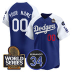 Custom Los Angeles Dodgers ACTIVE PLAYER Royal White AmberGomez 2024 World Series With Fernando Memorial Patch Limited Stitched Jersey