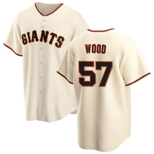 San Francisco Giants #57 Alex Wood Cream AmberGomez Home Jersey