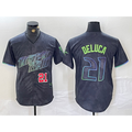 Tampa Bay Rays #21 Jonny DeLuca Number Charcoal AmberGomez 2024 City Connect Limited Stitched Jerseys 2