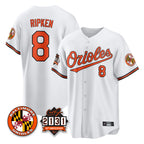 Baltimore Orioles #8 Cal Ripken Player White AmberGomez 30th Anniversary of 2131 Home Game Stitched Jerseys