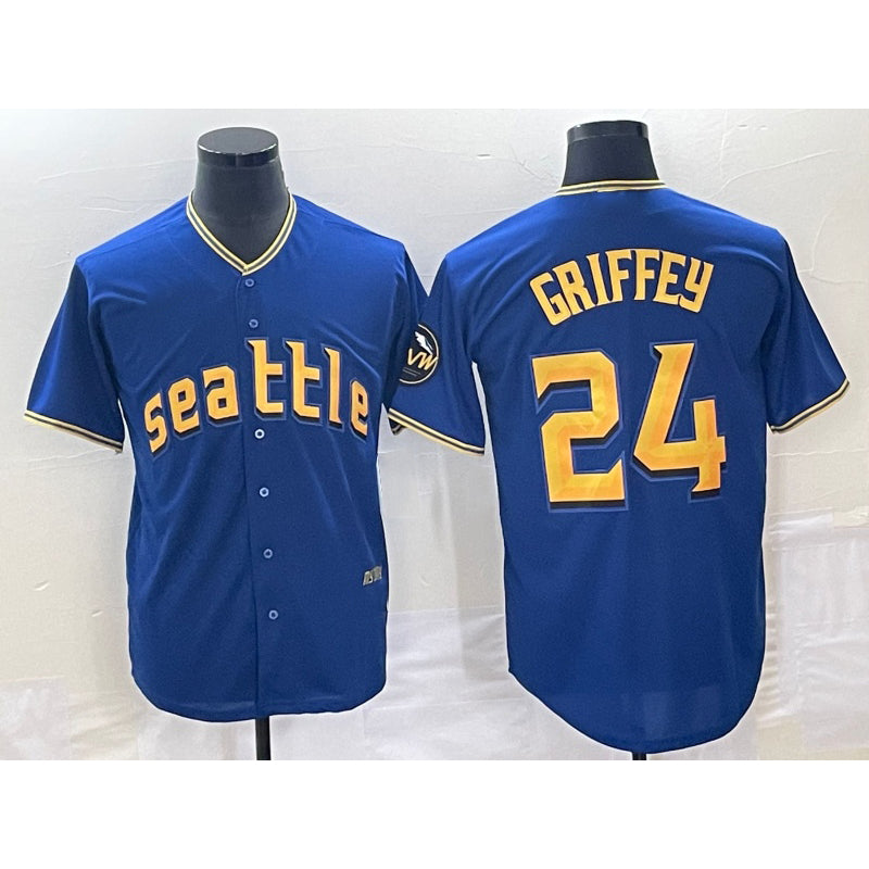 Seattle Mariners #24 Ken Griffey Blue AmberGomez 2023 City Connect Cool Base Stitched Jersey
