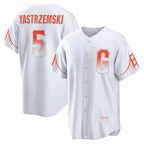 San Francisco Giants #5 Mike Yastrzemski White AmberGomez 2021 City Connect Cool Base Jersey